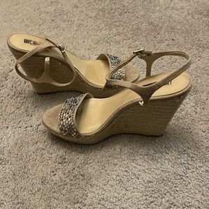 Taupe Studded Wedges